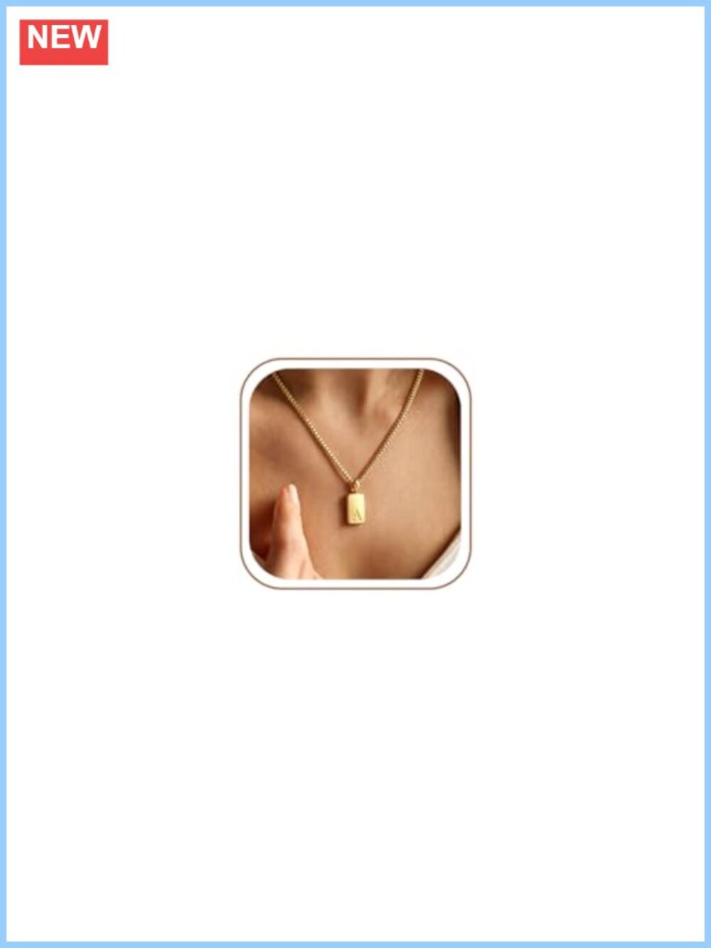 18K Gold Plated Initial Necklace for Women Stainless Steel Pendant